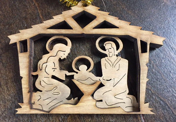 Wooden Nativity Ornament